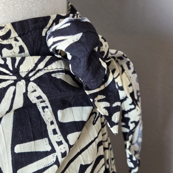 Jams World Y2K 90s Vintage Tropical Black and Cream Midi Wrap Skirt USA Size L - Picture 3 of 9